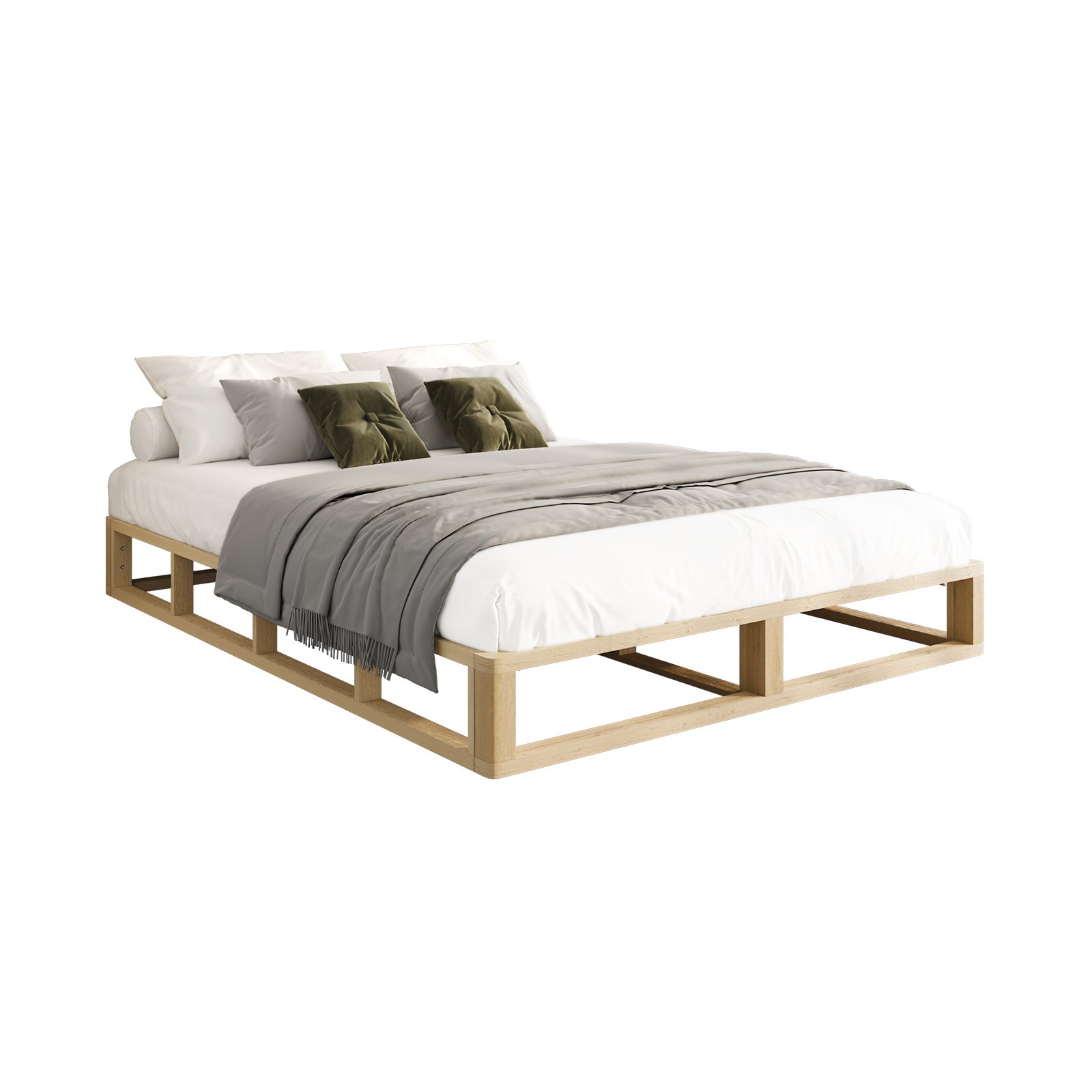 Oikiture Bed Frame Double Size Wooden Bed Base Platform - Sunyee