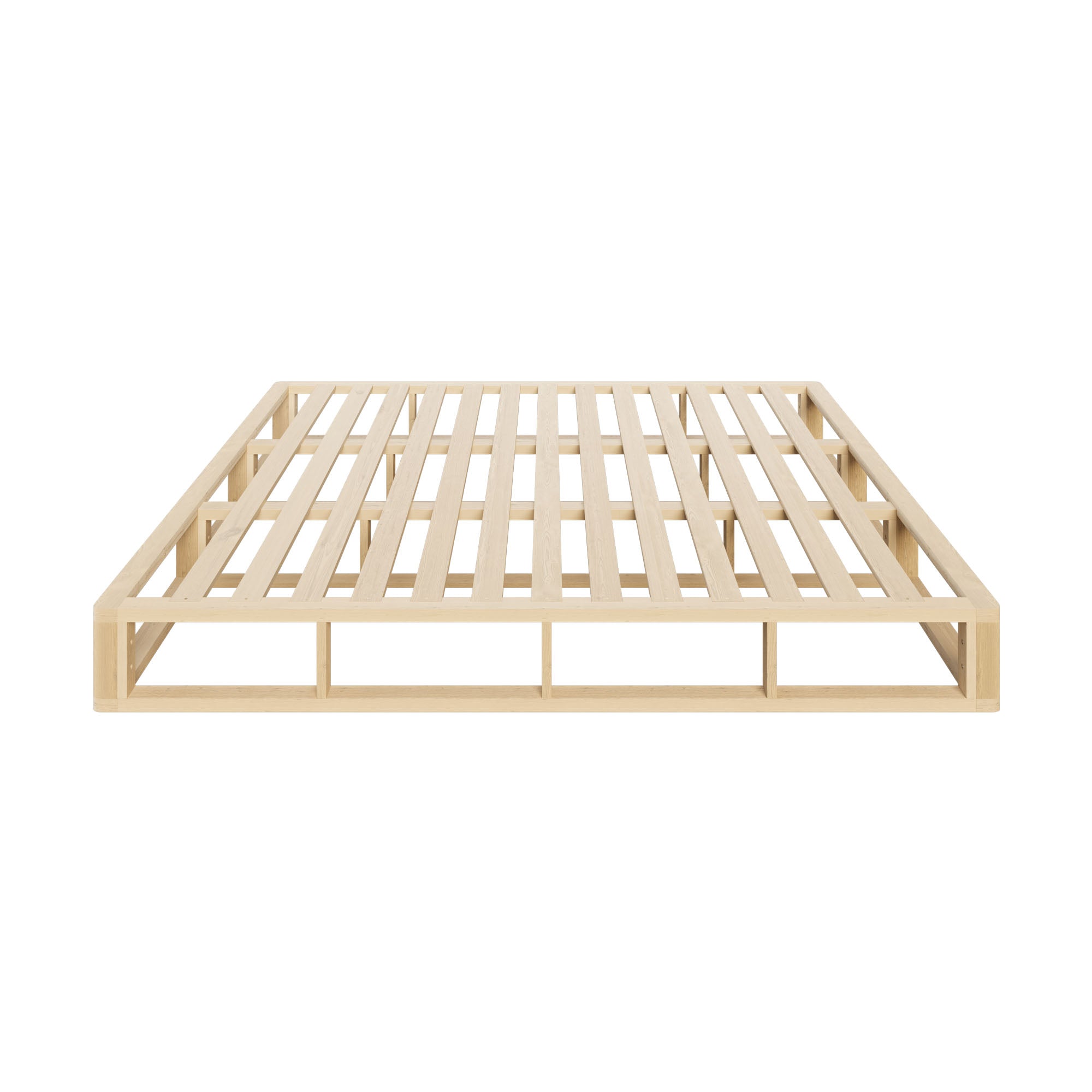 Oikiture Bed Frame King Size Wooden Bed Base Platform Cage-like - Sunyee