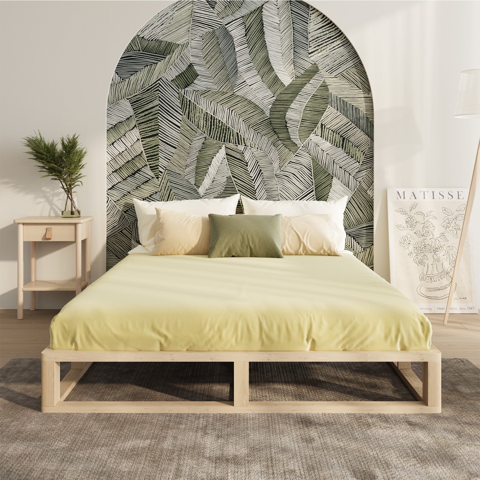 Oikiture Bed Frame Queen Double King Single Wooden Bed Base Platform - Sunyee