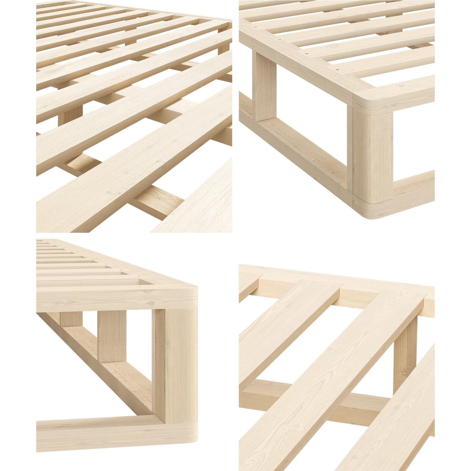 Oikiture Bed Frame Queen Double King Single Wooden Bed Base Platform - Sunyee