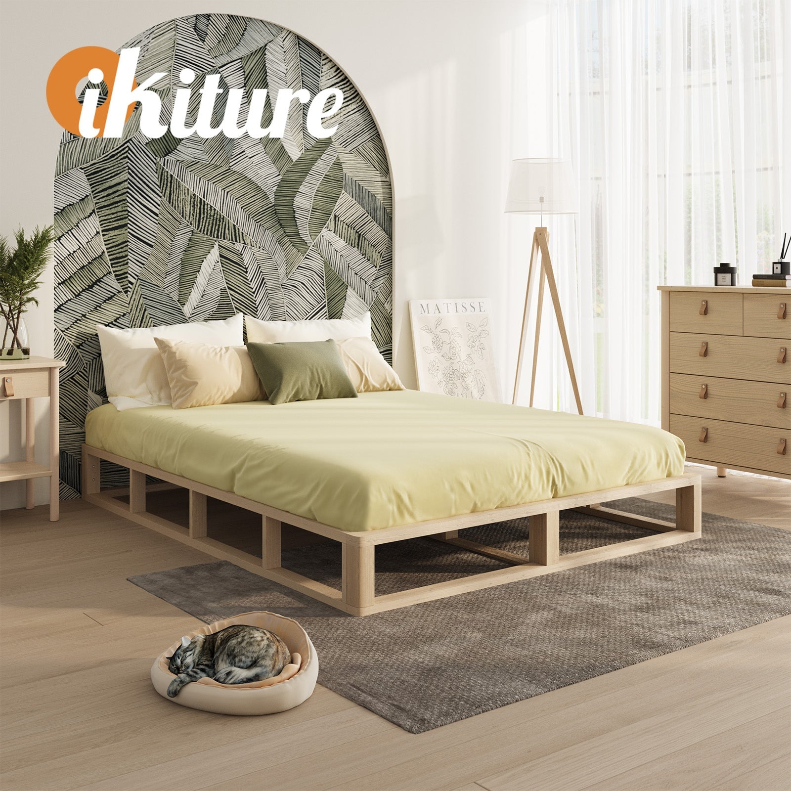 Oikiture Bed Frame Queen Double King Single Wooden Bed Base Platform - Sunyee