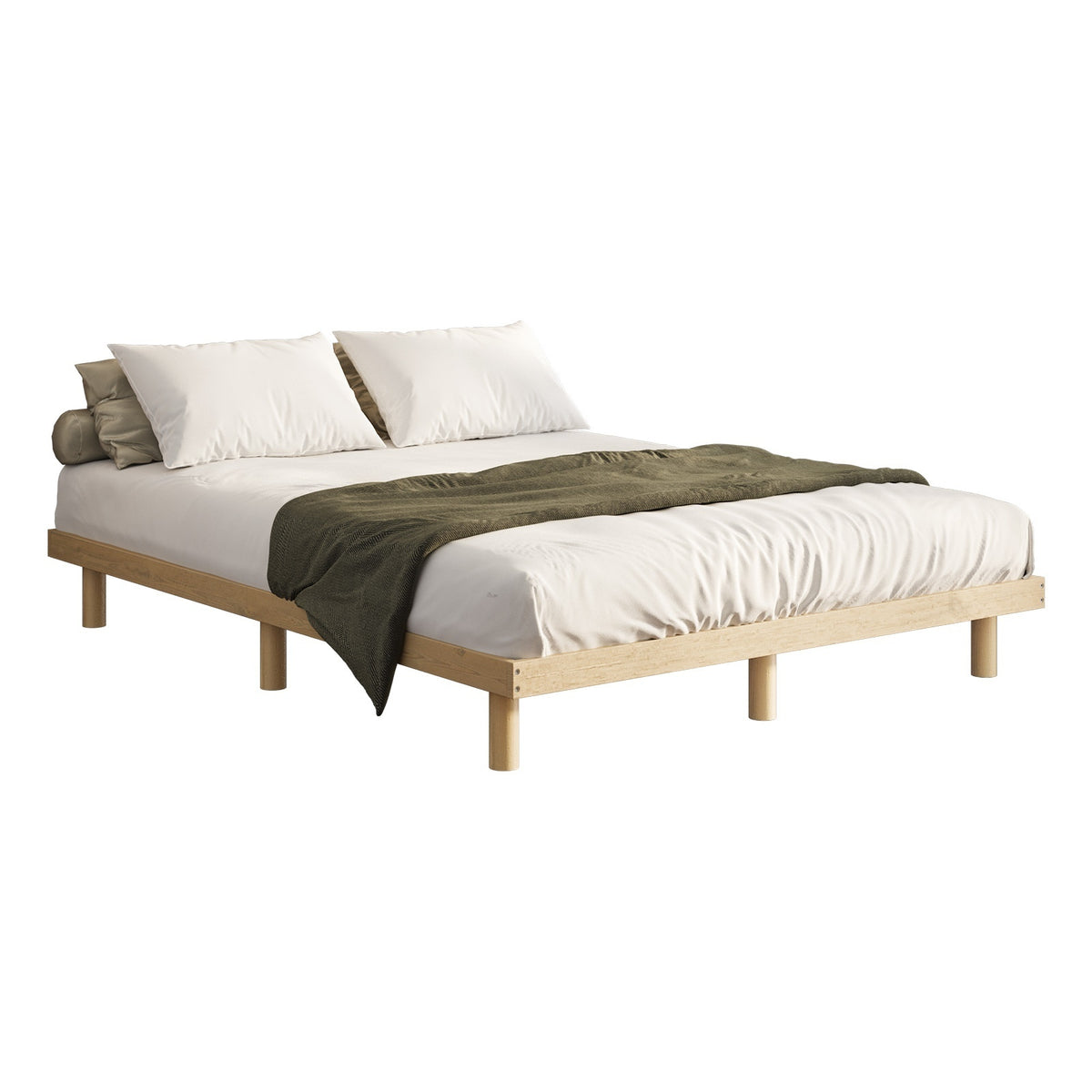 Oikiture Bed Frame Queen Double King Single Wooden Base Bed Platform - Sunyee