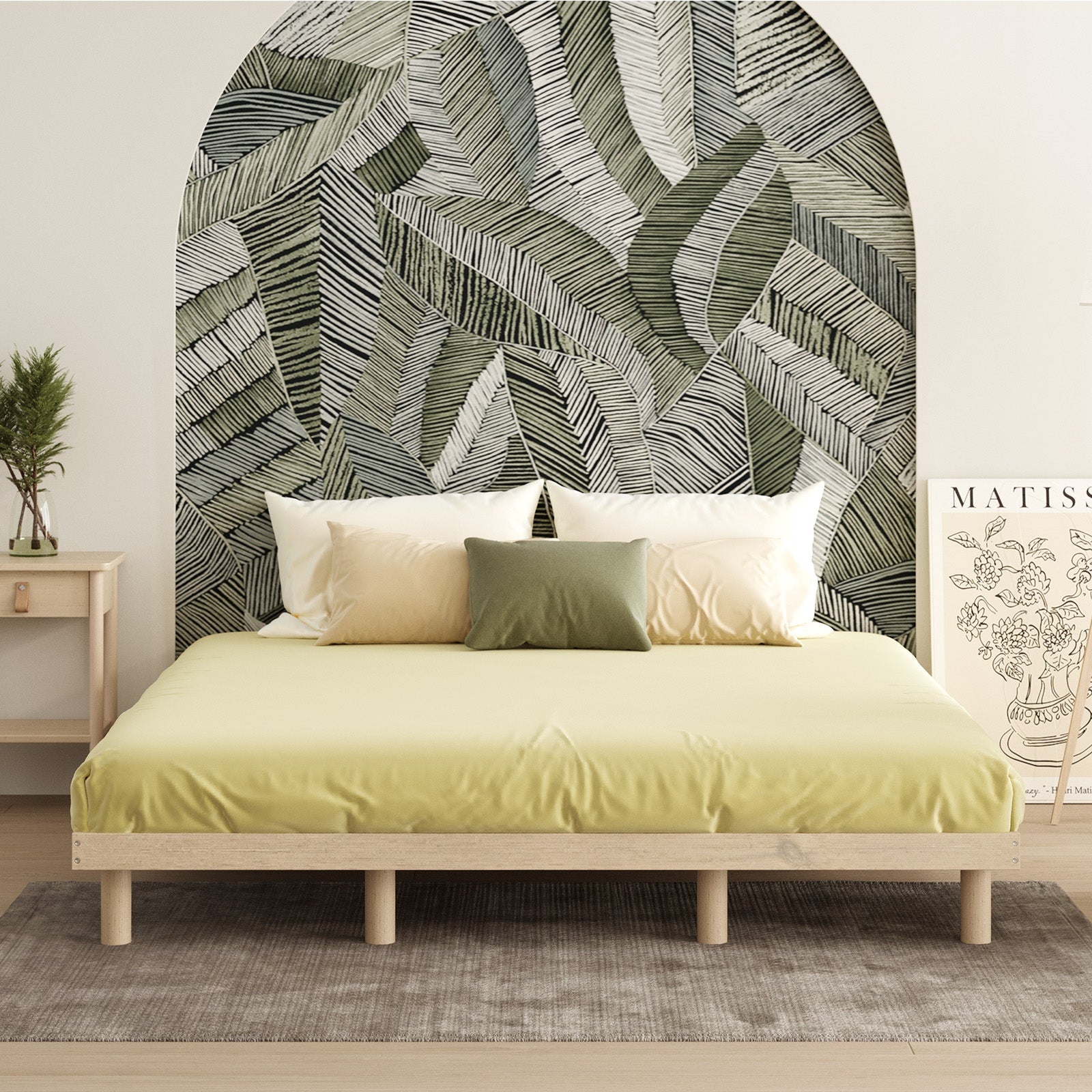 Oikiture Bed Frame King Size Wooden Bed Base Platform Solid Wood Slats - Sunyee