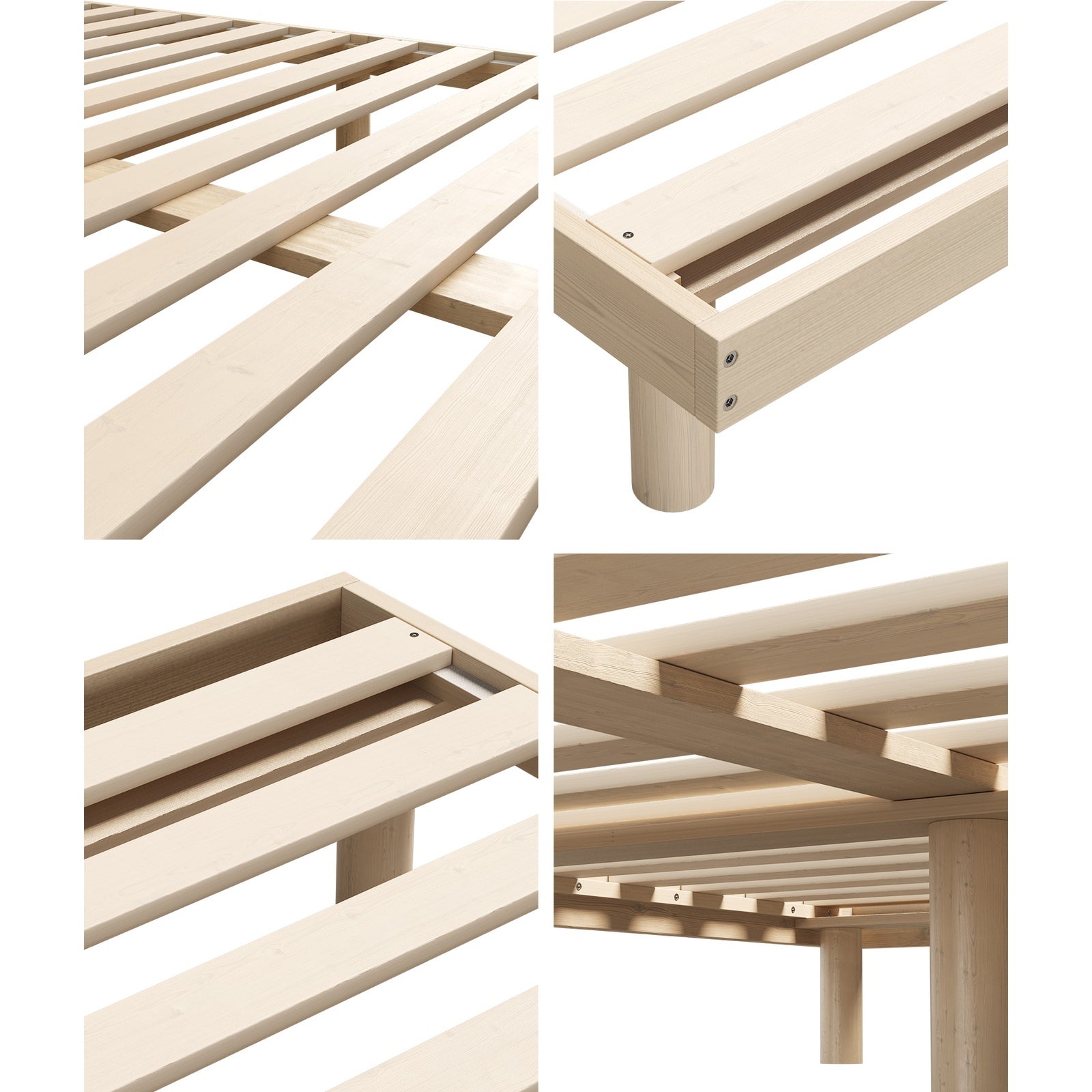 Oikiture Bed Frame King Size Wooden Bed Base Platform Solid Wood Slats - Sunyee