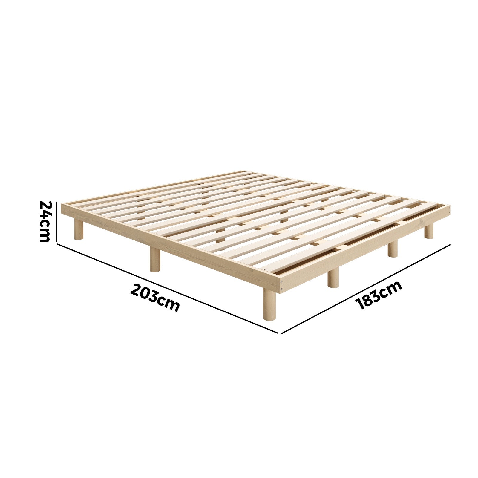 Oikiture Bed Frame King Size Wooden Bed Base Platform Solid Wood Slats - Sunyee