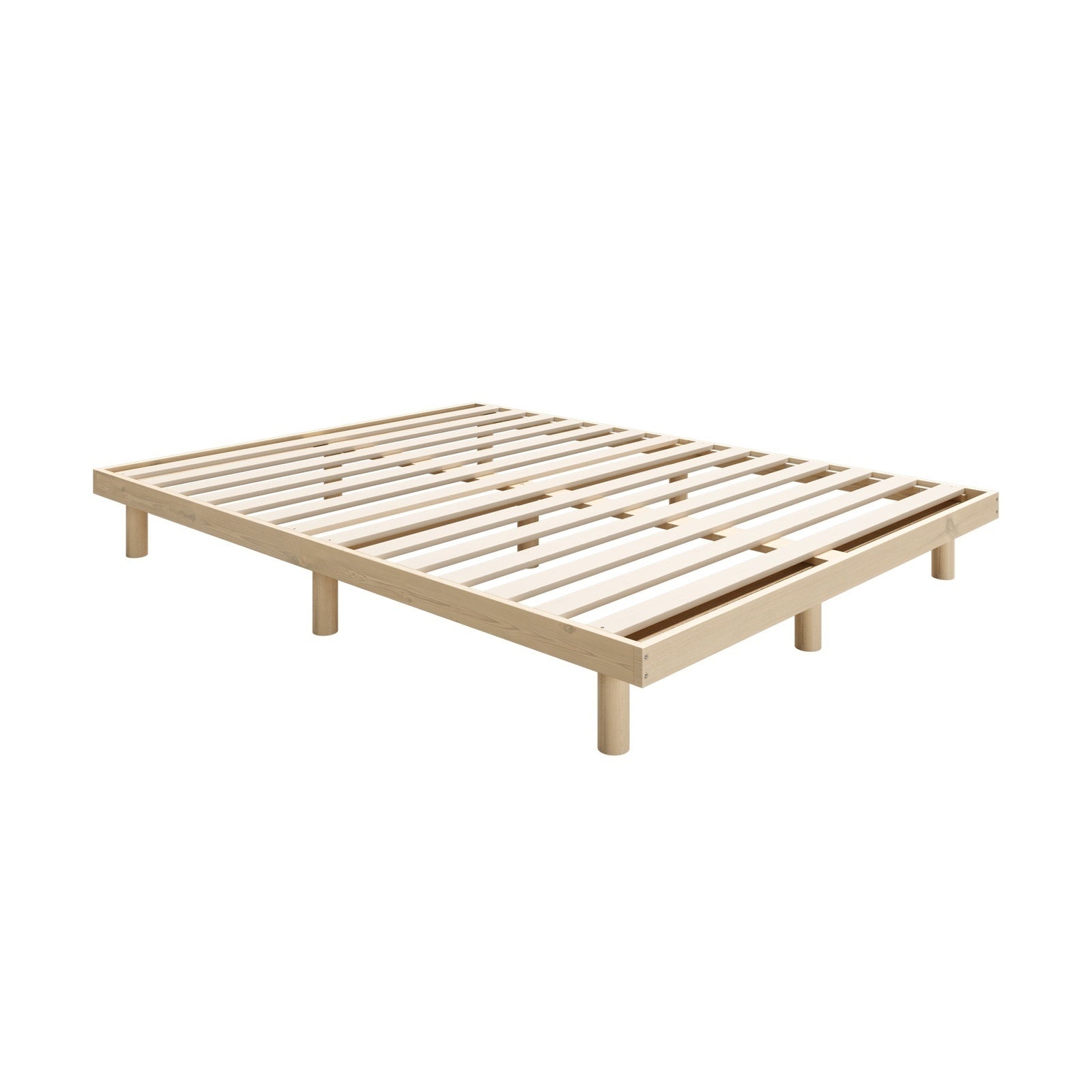 Oikiture Bed Frame Queen Size Wooden Bed Base Platform Solid Wood Slats - Sunyee