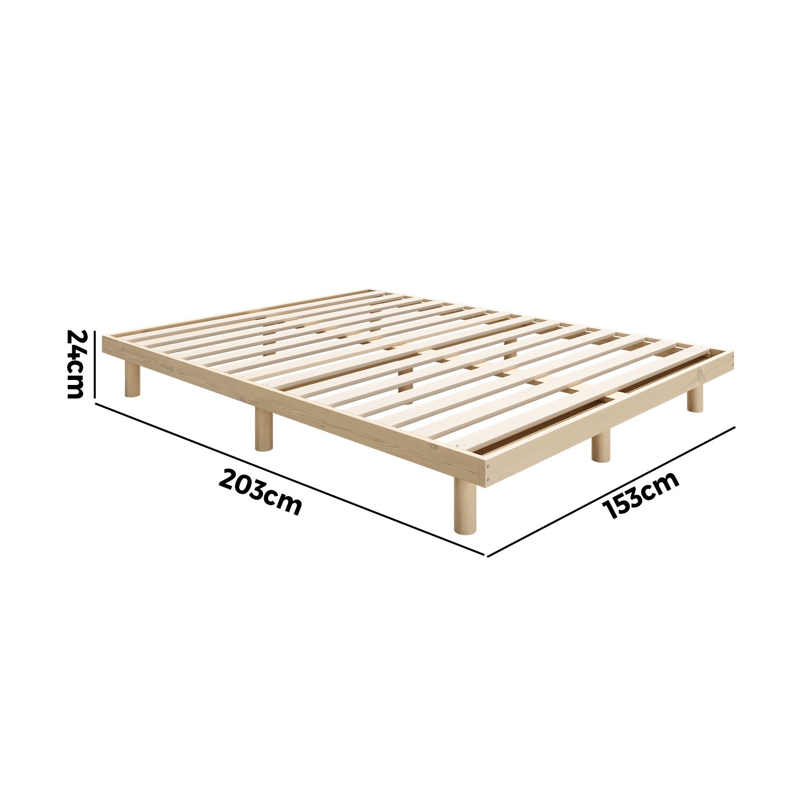 Oikiture Bed Frame Queen Size Wooden Bed Base Platform Solid Wood Slats - Sunyee