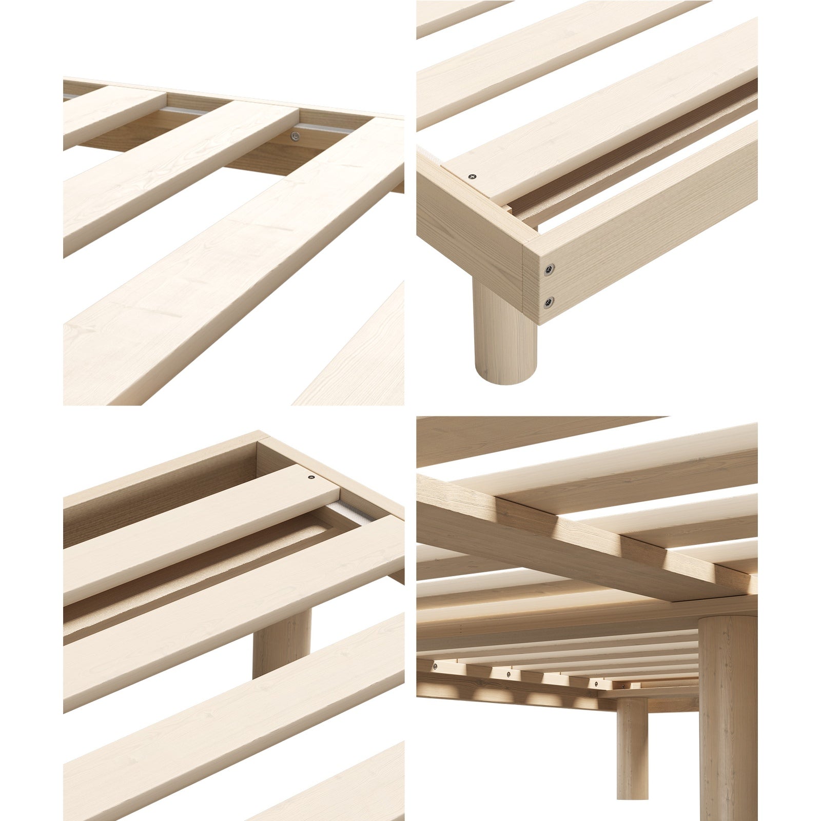 Oikiture Bed Frame Single Size Wooden Bed Base Platform Solid Wood Slats - Sunyee