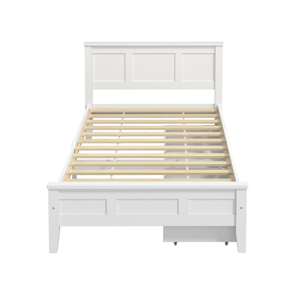 Oikiture King Single Wooden Bed Frame Platform with Headboard 2 Storage Drawers