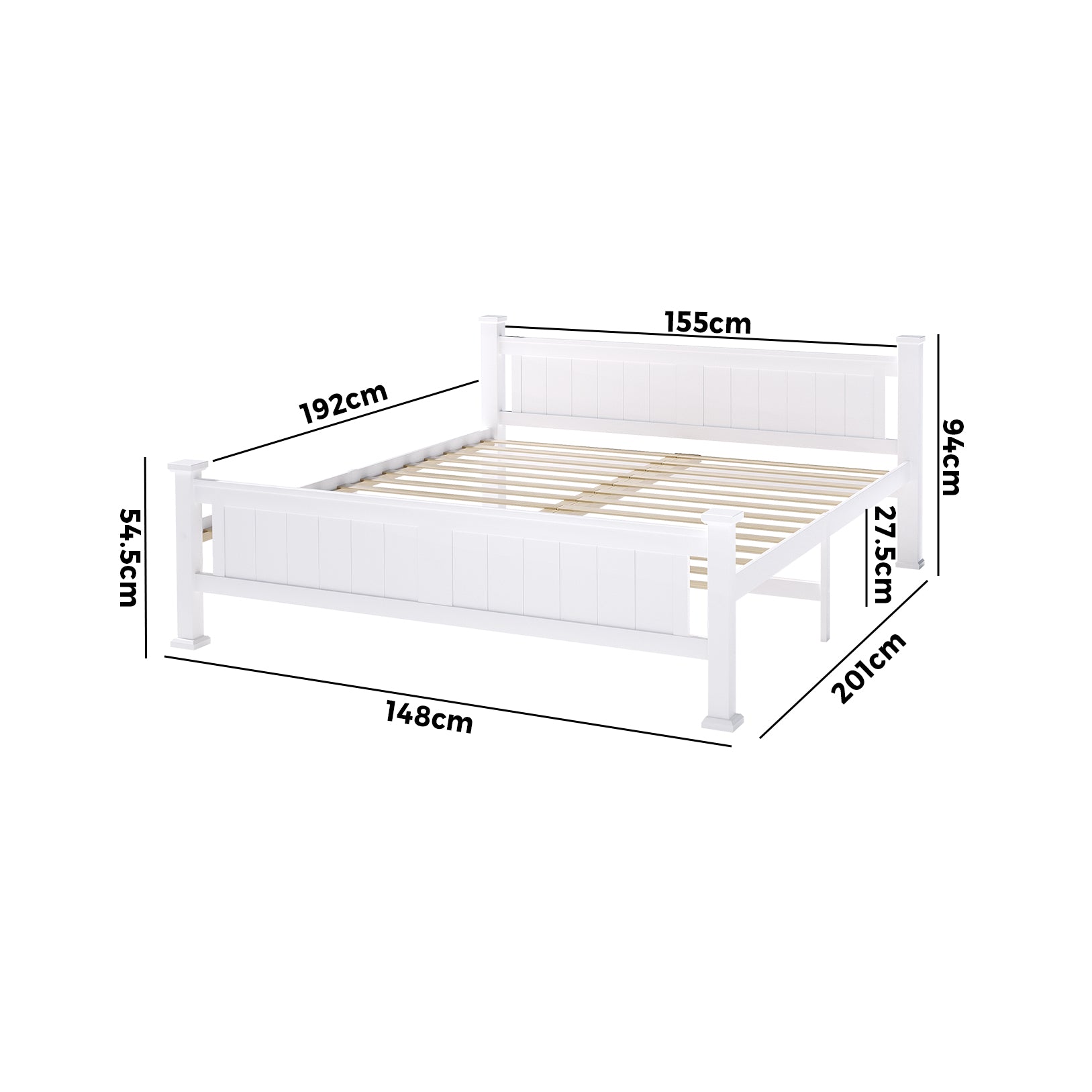 Oikiture Bed Frame Double Size Pine Wooden Timber Mattress Base Platform Bedroom - Sunyee