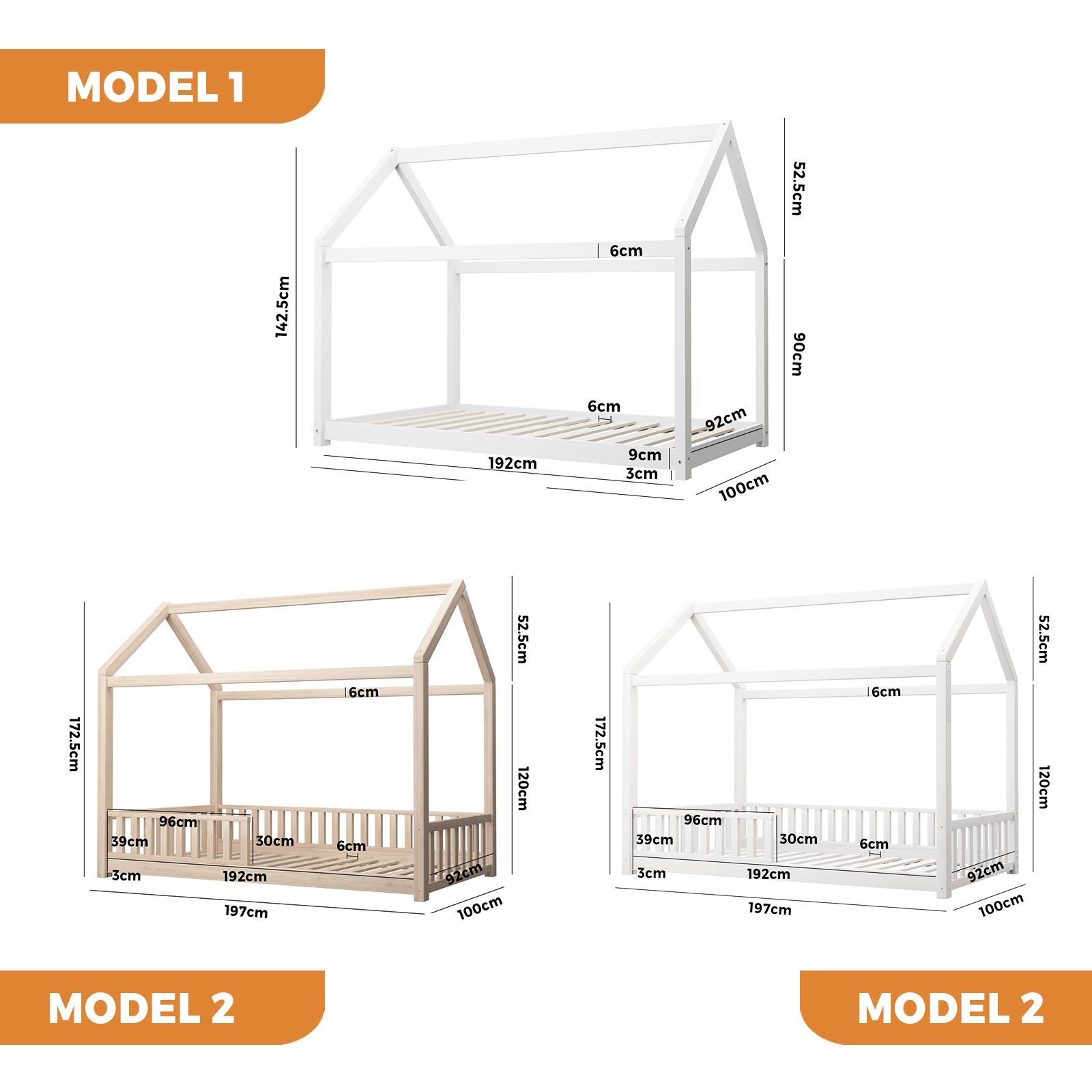 Oikiture Bed Frame Single Wooden Timber House Frame Wood Mattress Base Platform