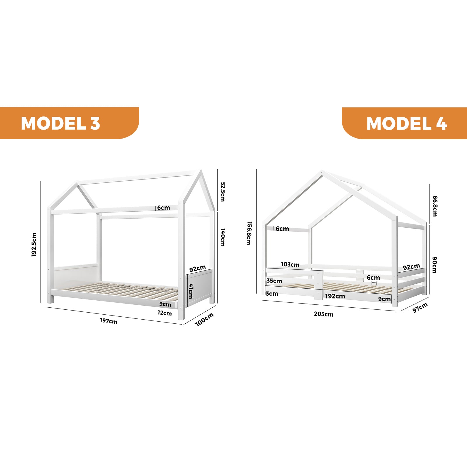 Oikiture Bed Frame Single Wooden Timber House Frame Wood Mattress Base Platform