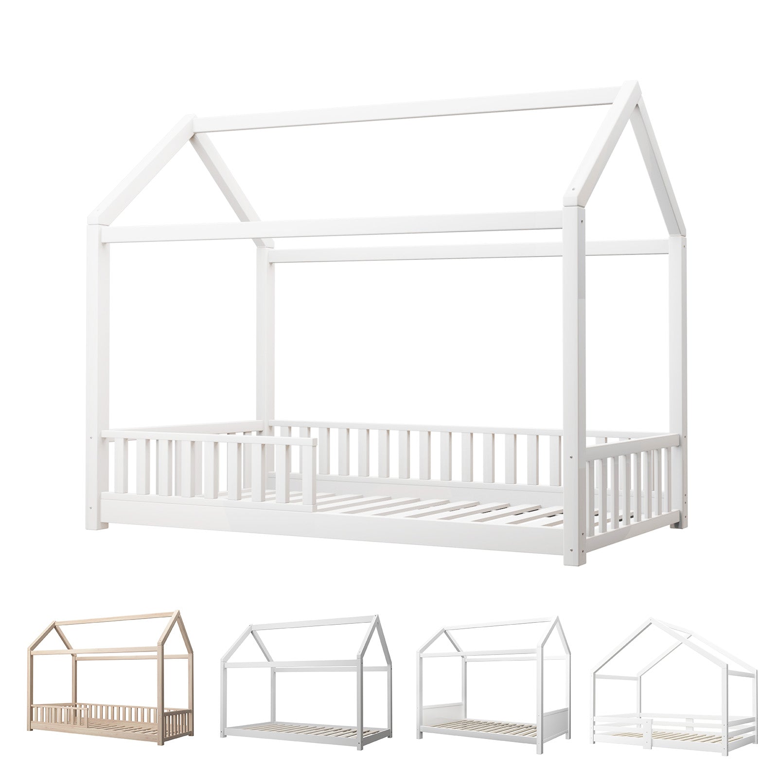 Oikiture Bed Frame Single Wooden Timber House Frame Wood Mattress Base Platform