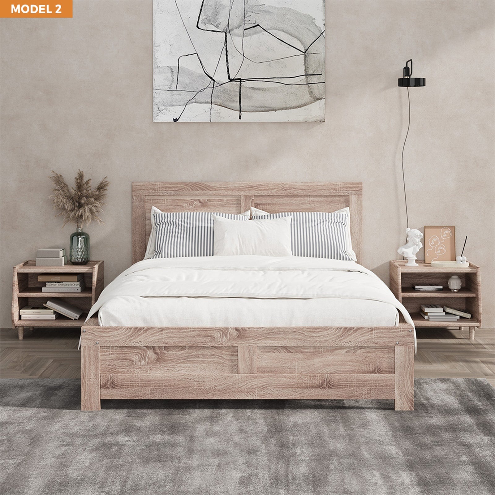 Oikiture Bed Frame Queen Double King Single Size Wooden Bed Platform Timber - Sunyee