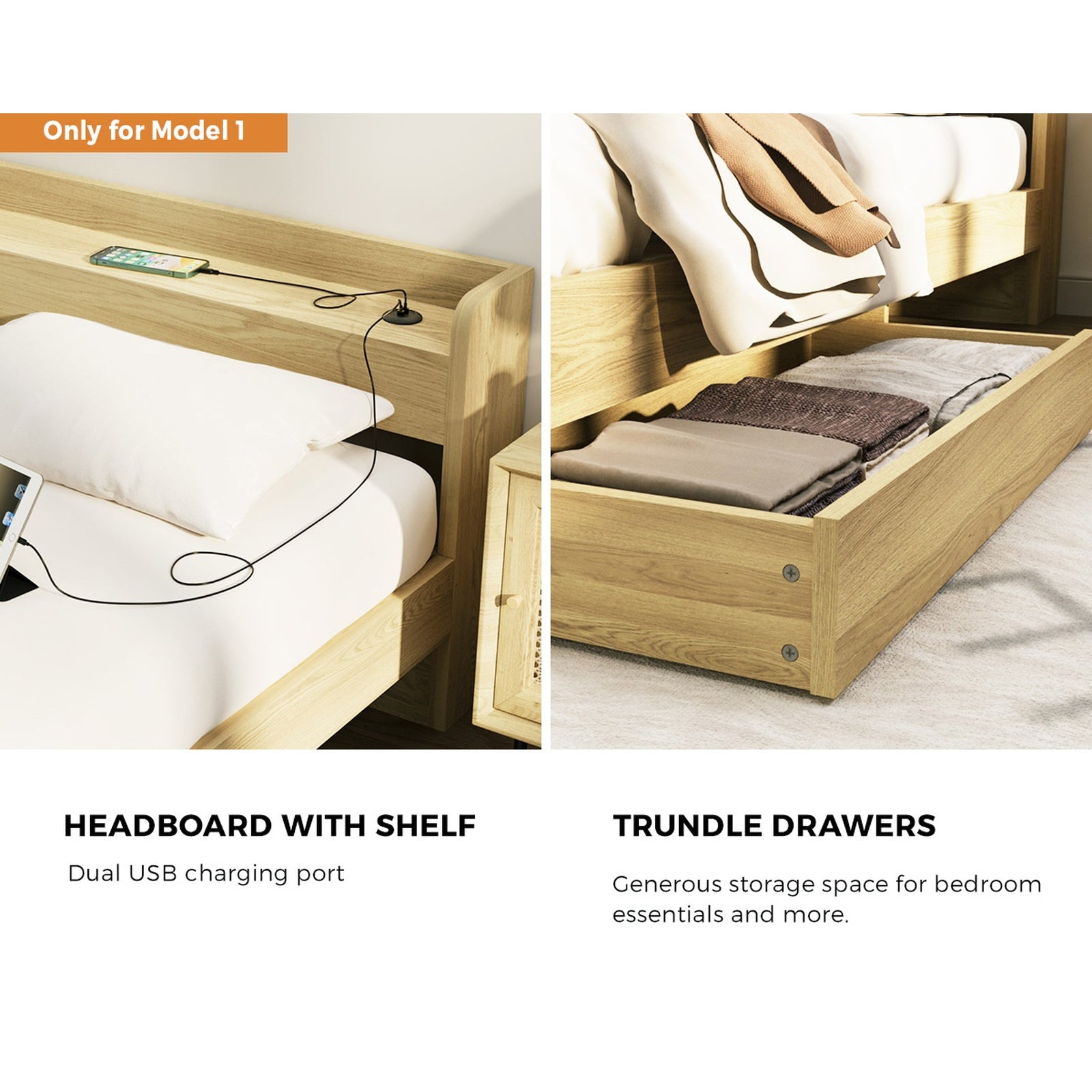 Oikiture Bed Frame Queen Double King Single Size Wooden Bed Platform Timber - Sunyee