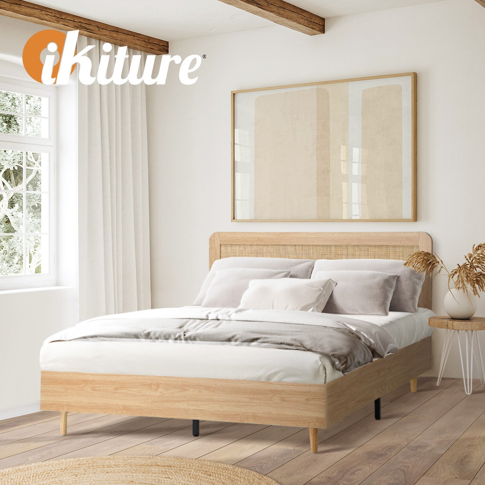 Oikiture Bed Frame Queen Double King Single Size Wooden Bed Platform Timber