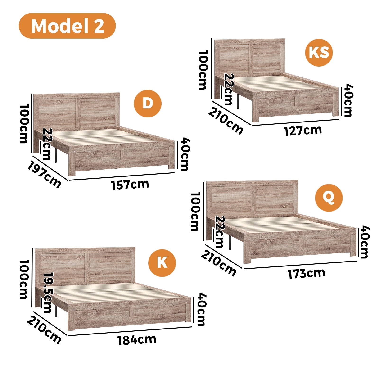 Oikiture Bed Frame Queen Double King Single Size Wooden Bed Platform Timber - Sunyee