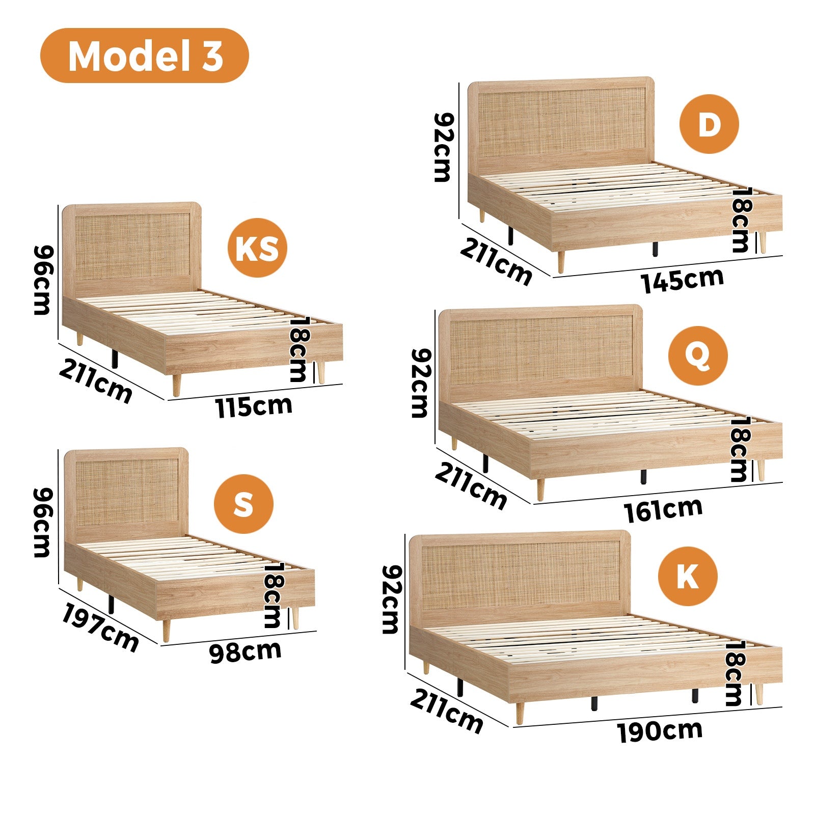 Oikiture Bed Frame Queen Double King Single Size Wooden Bed Platform Timber - Sunyee
