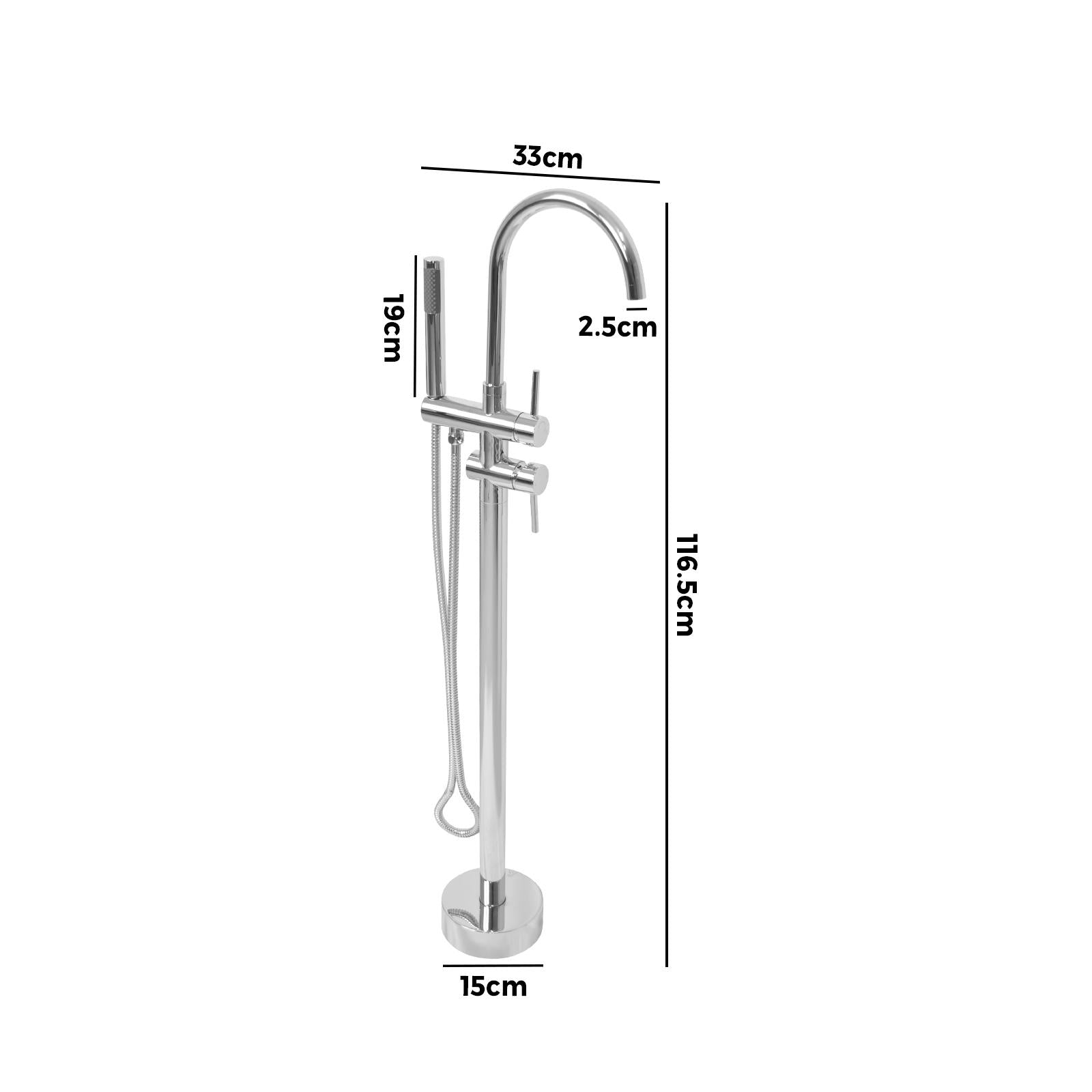 WELS Freestanding Bath Tub Shower Mixer Tap Head Faucet Handheld Floor Mounted - Sunyee
