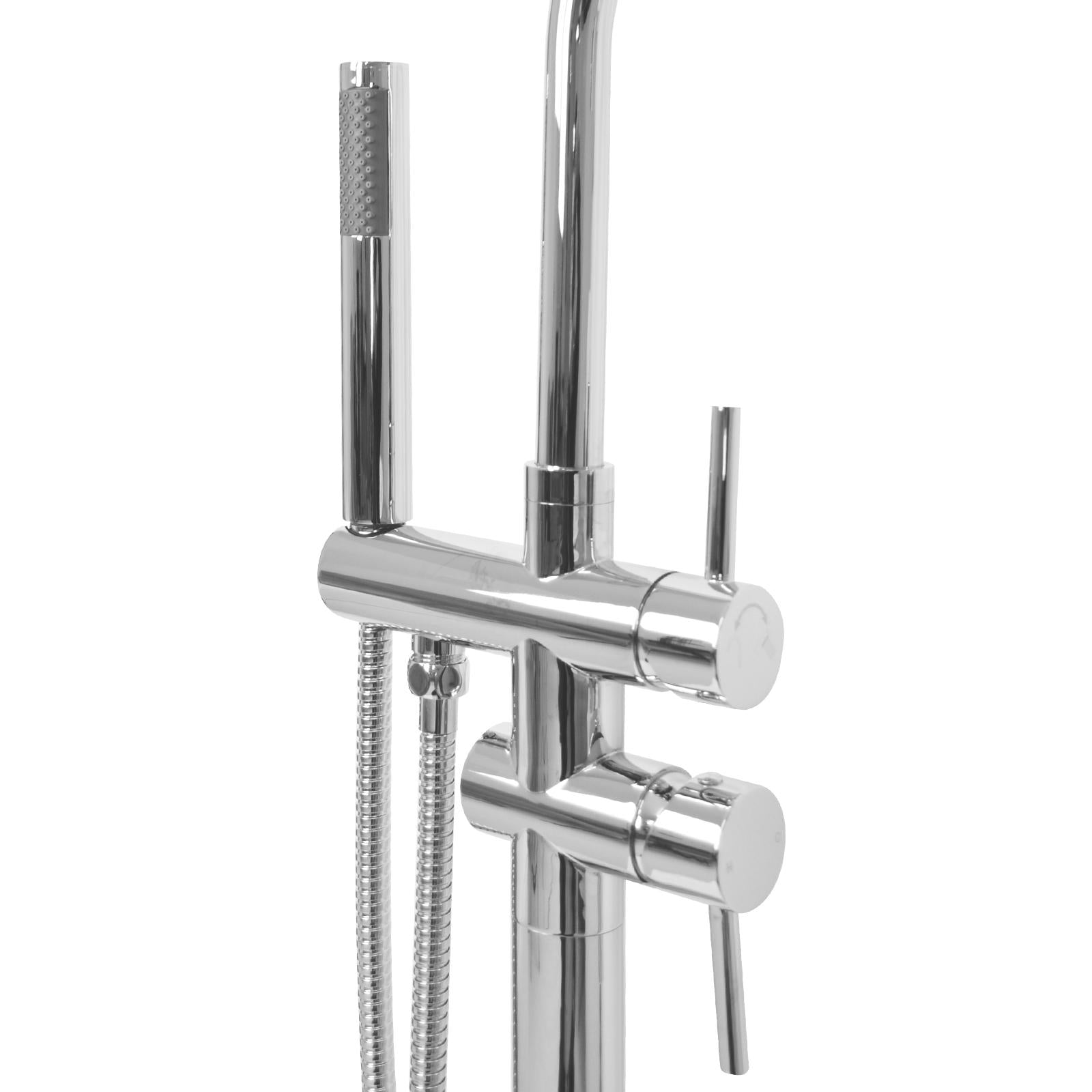WELS Freestanding Bath Tub Shower Mixer Tap Head Faucet Handheld Floor Mounted - Sunyee