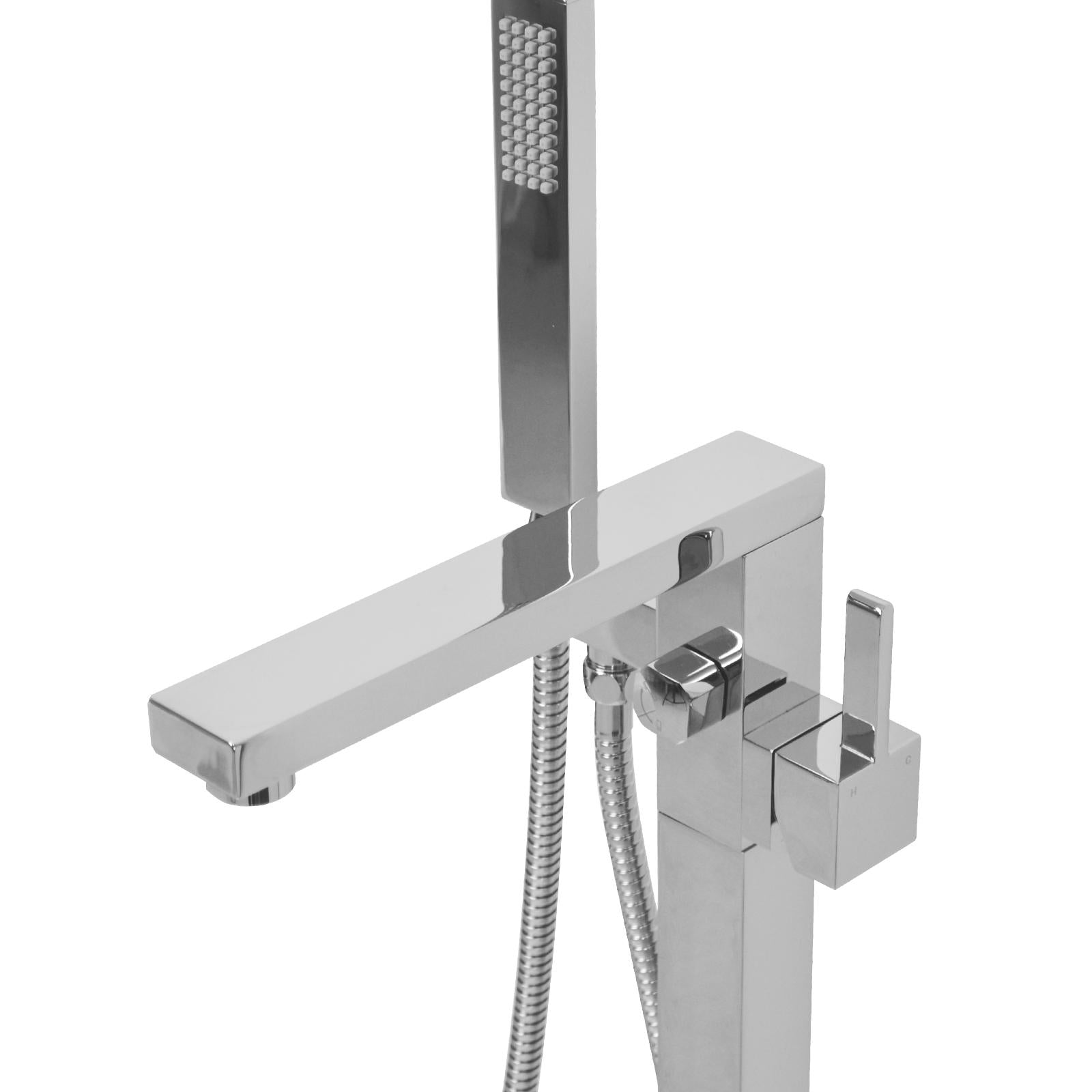 WELS Freestanding Bath Tub Shower Mixer Tap Head Faucet Floor Mounted Handheld - Sunyee