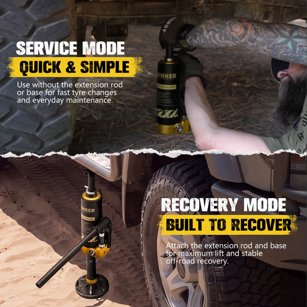 Bunker Indust 8.8Ton Hydraulic Lift Recovery Jack + 10X RV Levelling Blocks