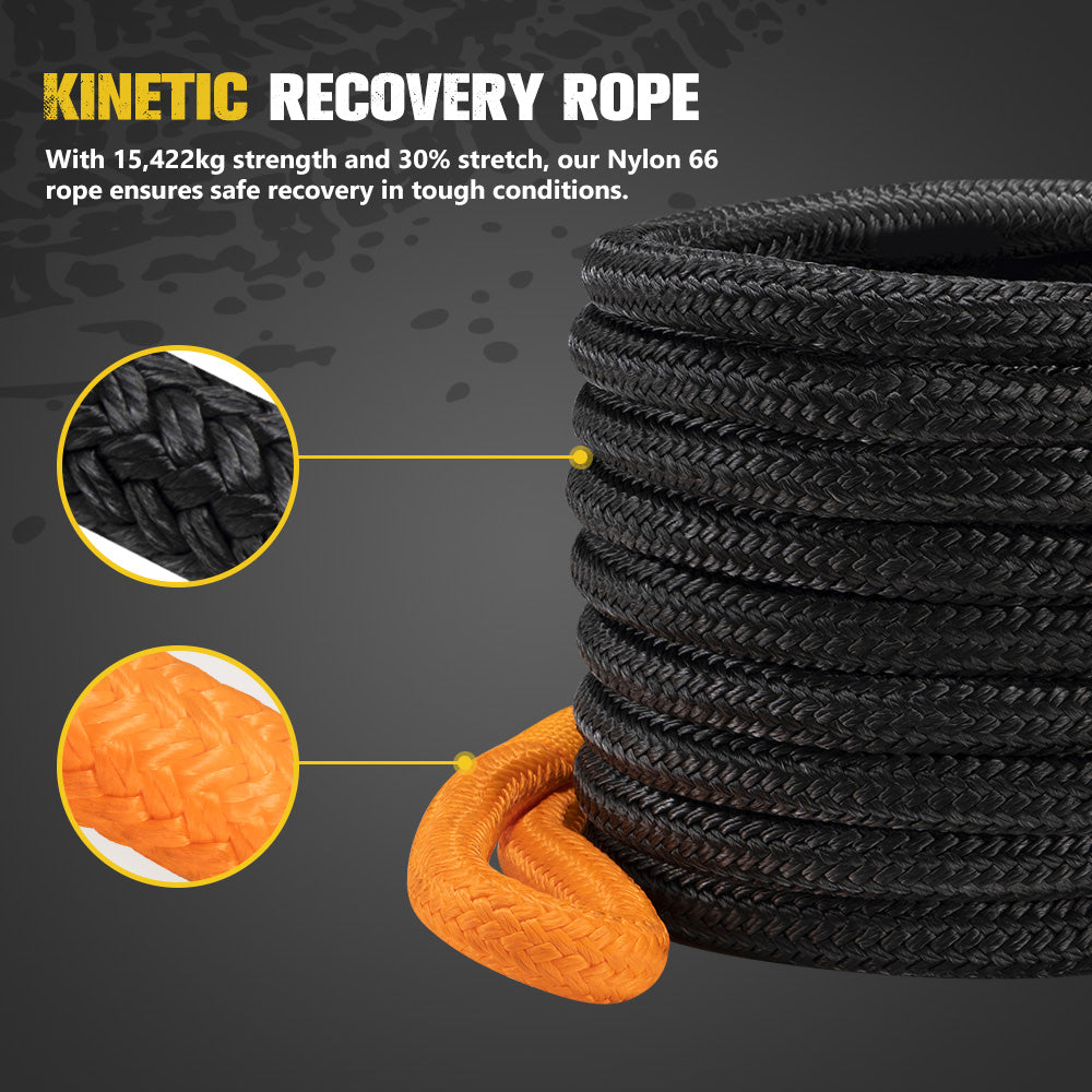 Bunker Indust 4x4 Recovery Kit Kinetic Rope Soft Shackles Winch Dampener Offroad - Sunyee