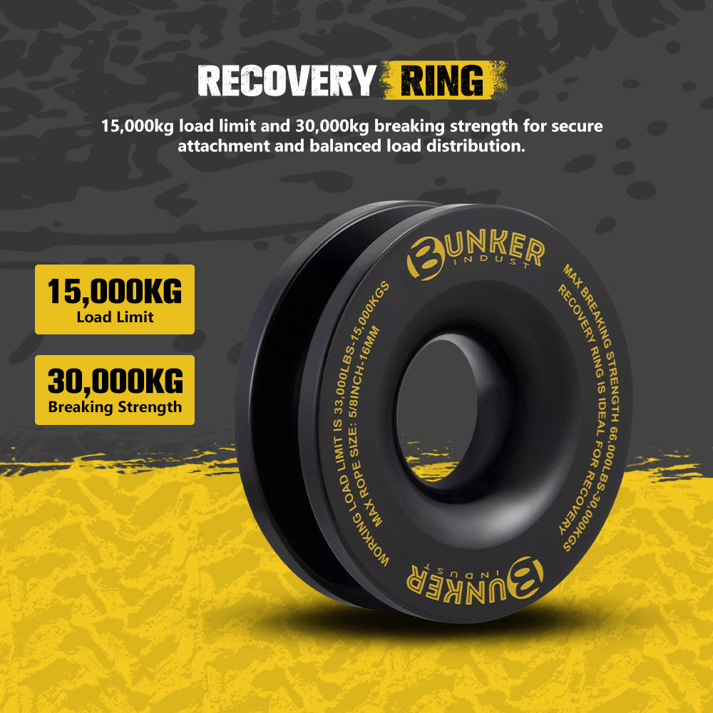 Bunker Indust 4x4 Recovery Kit Kinetic Rope Soft Shackles Winch Dampener Offroad - Sunyee