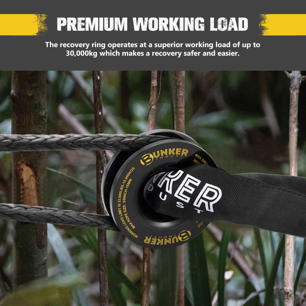 Bunker Indust 4x4 Recovery Kit Kinetic Rope Soft Shackles Winch Dampener Offroad - Sunyee