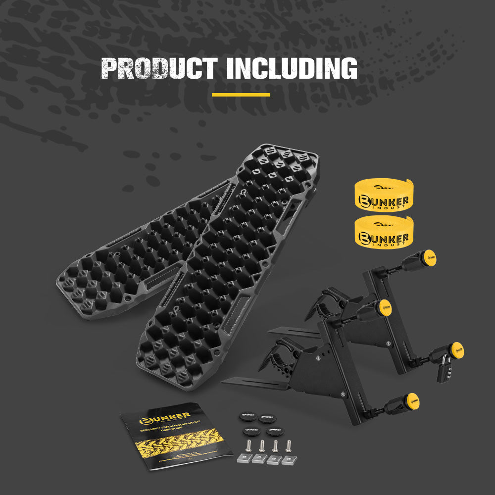 Bunker Indust 2PCS Recovery Tracks Board 10T Black + Side Mounting Bracket Kit