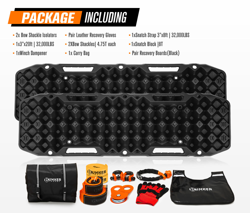 BUNKER INDUST Pair 10T Black Recovery Tracks /w 10 PCs Recovery Kit - Sunyee