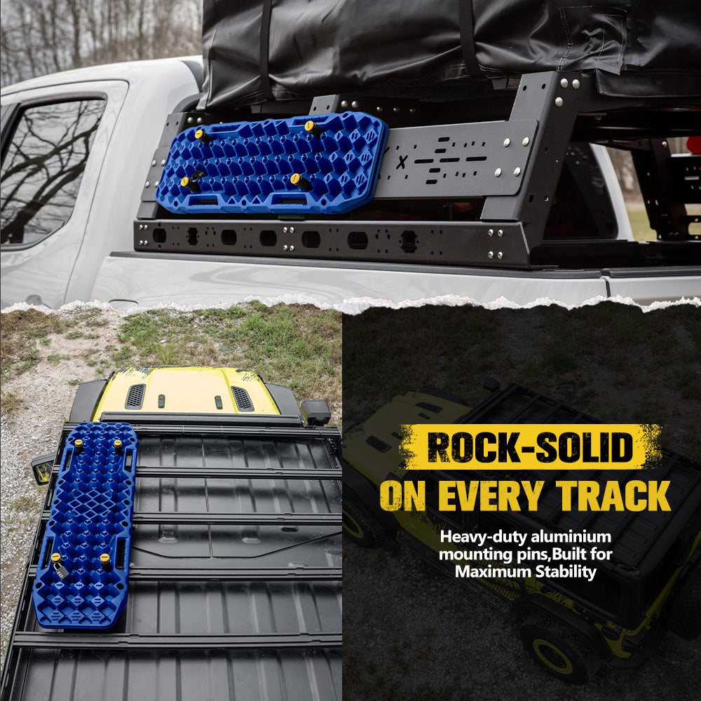 Bunker Indust 2PCS Recovery Tracks Board 10T Blue + Flat Mounting Bracket Kit