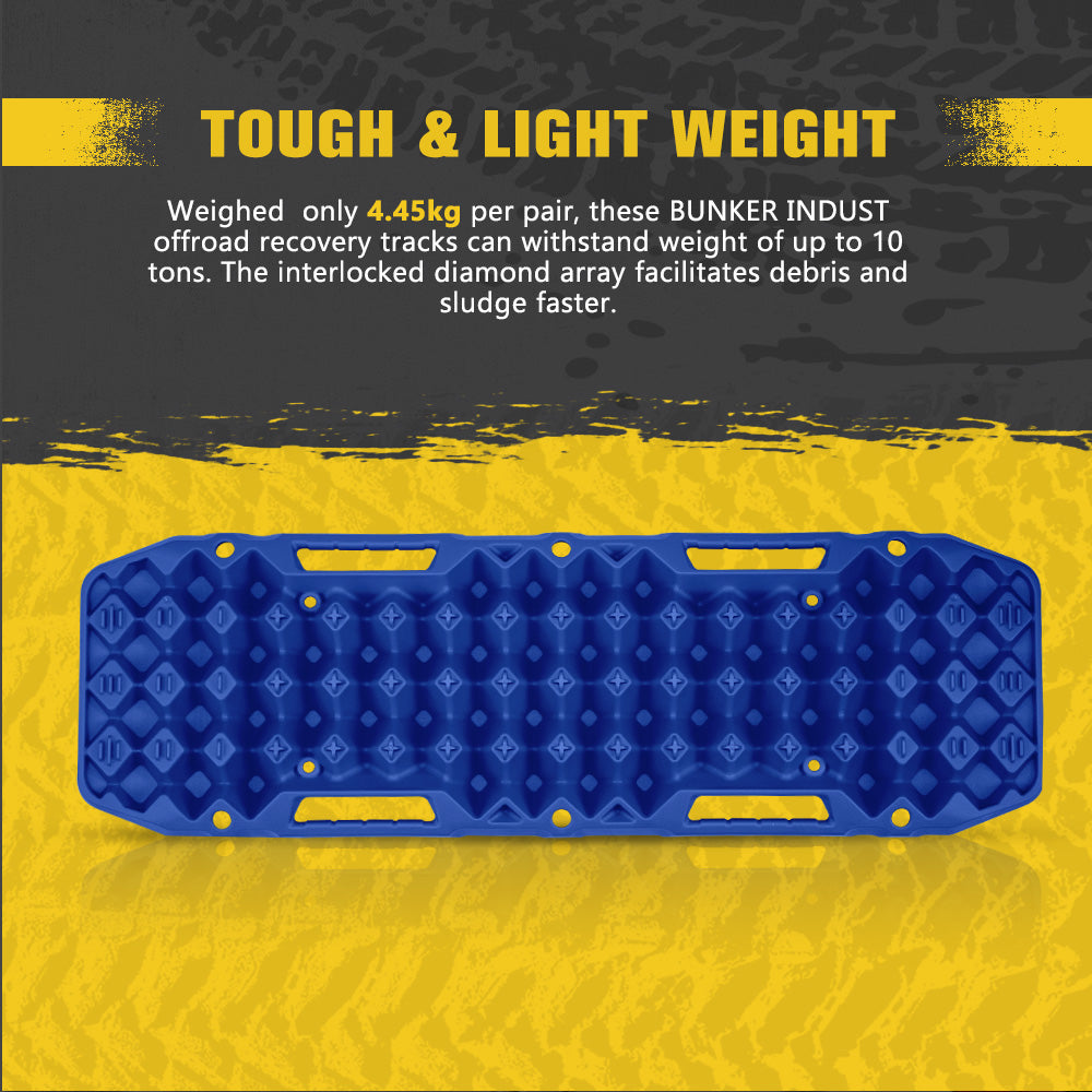Bunker Indust 2PCS Recovery Tracks Board 10T Blue + Side Mounting Bracket Kit