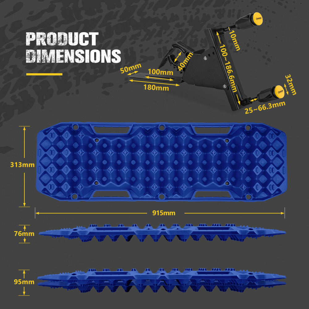 Bunker Indust 2PCS Recovery Tracks Board 10T Blue + Side Mounting Bracket Kit