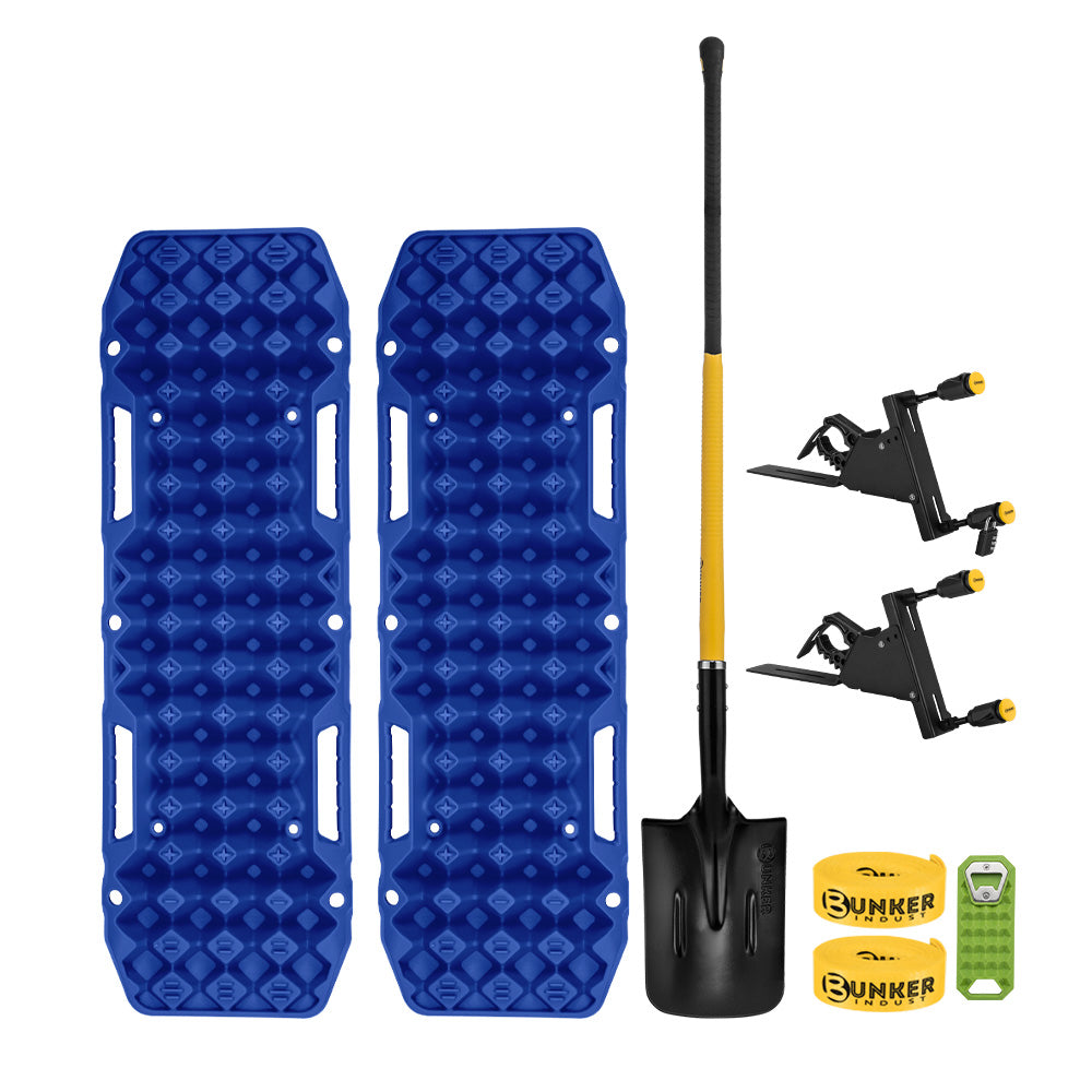 Bunker Indust Recovery Tracks Board Blue + Side Mounting Kit + Square Shovel