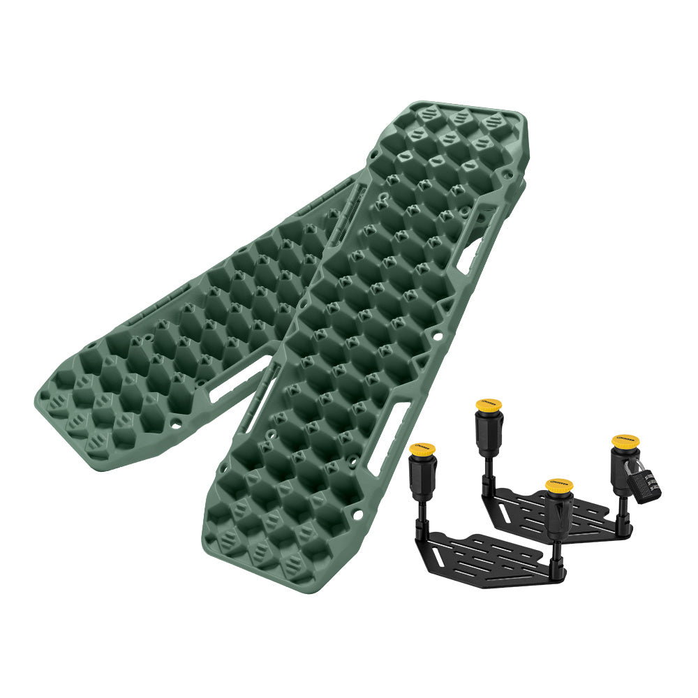 Bunker Indust 2PCS Recovery Tracks Board 10T Green + Flat Mounting Bracket Kit
