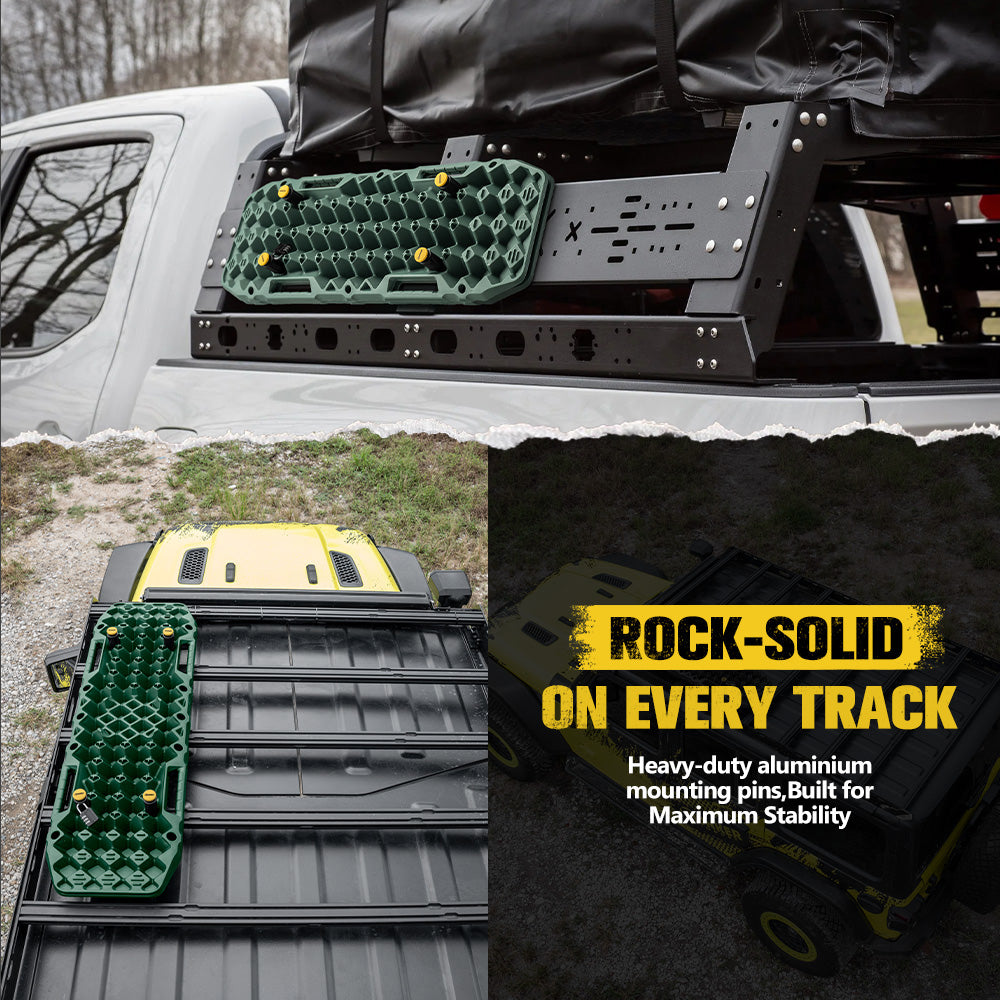 Bunker Indust 2PCS Recovery Tracks Board 10T Green + Flat Mounting Bracket Kit