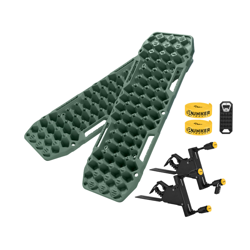 Bunker Indust 2PCS Recovery Tracks Board 10T Green + Side Mounting Bracket Kit