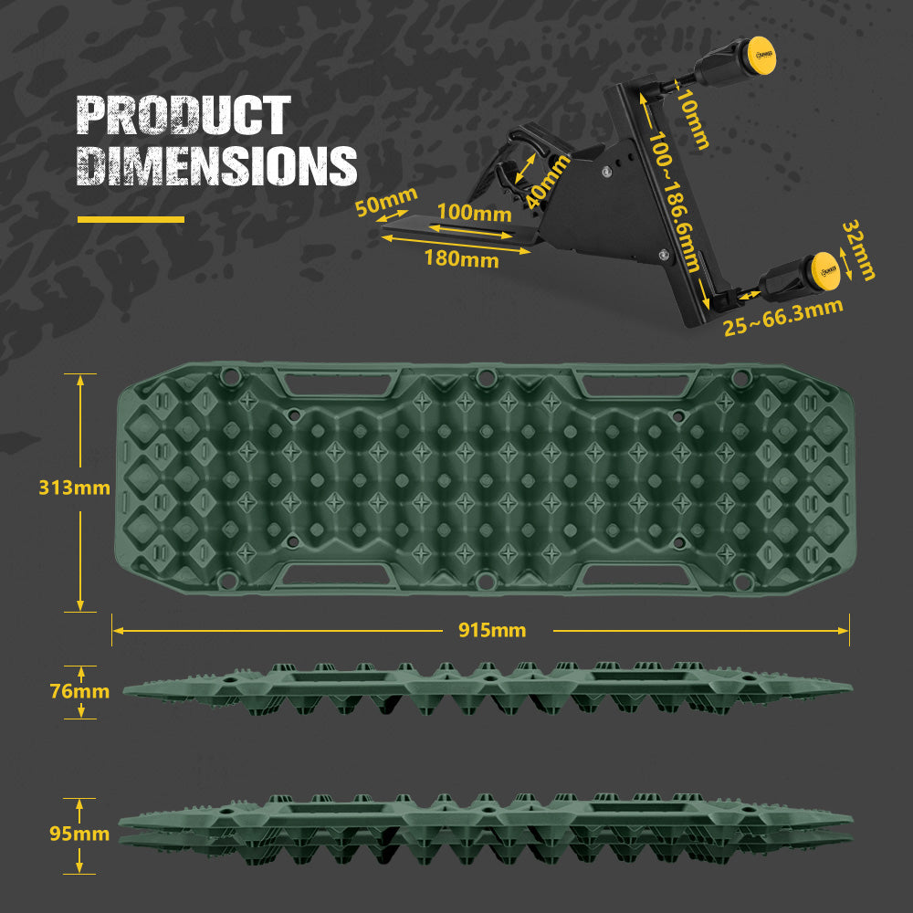Bunker Indust 2PCS Recovery Tracks Board 10T Green + Side Mounting Bracket Kit