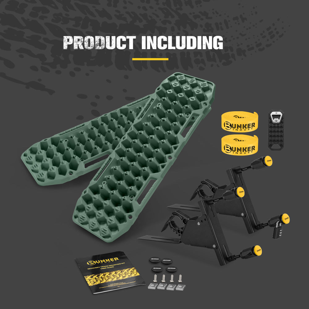 Bunker Indust 2PCS Recovery Tracks Board 10T Green + Side Mounting Bracket Kit
