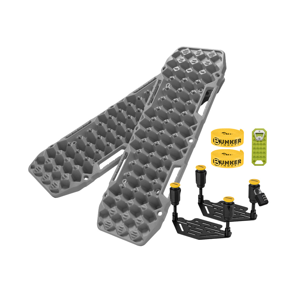 Bunker Indust 2PCS Recovery Tracks Board 10T Grey + Flat Mounting Bracket Kit