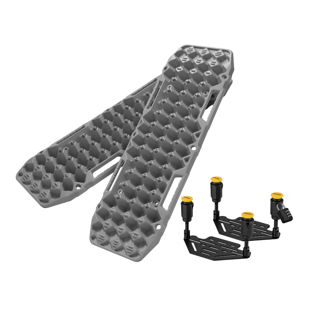 Bunker Indust 2PCS Recovery Tracks Board 10T Grey + Flat Mounting Bracket Kit