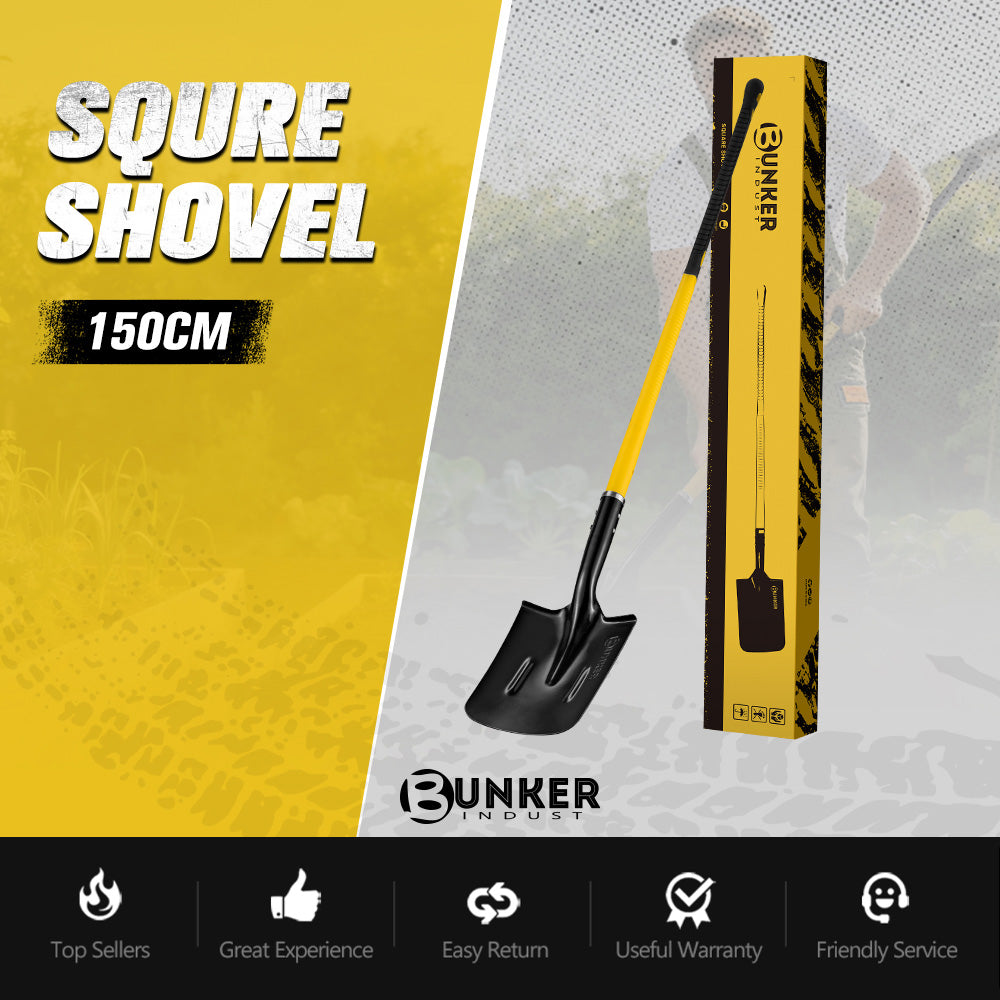 Bunker Indust 150CM Square Shovel Heavy Duty For Garden Digging Offroad Recovery - Sunyee