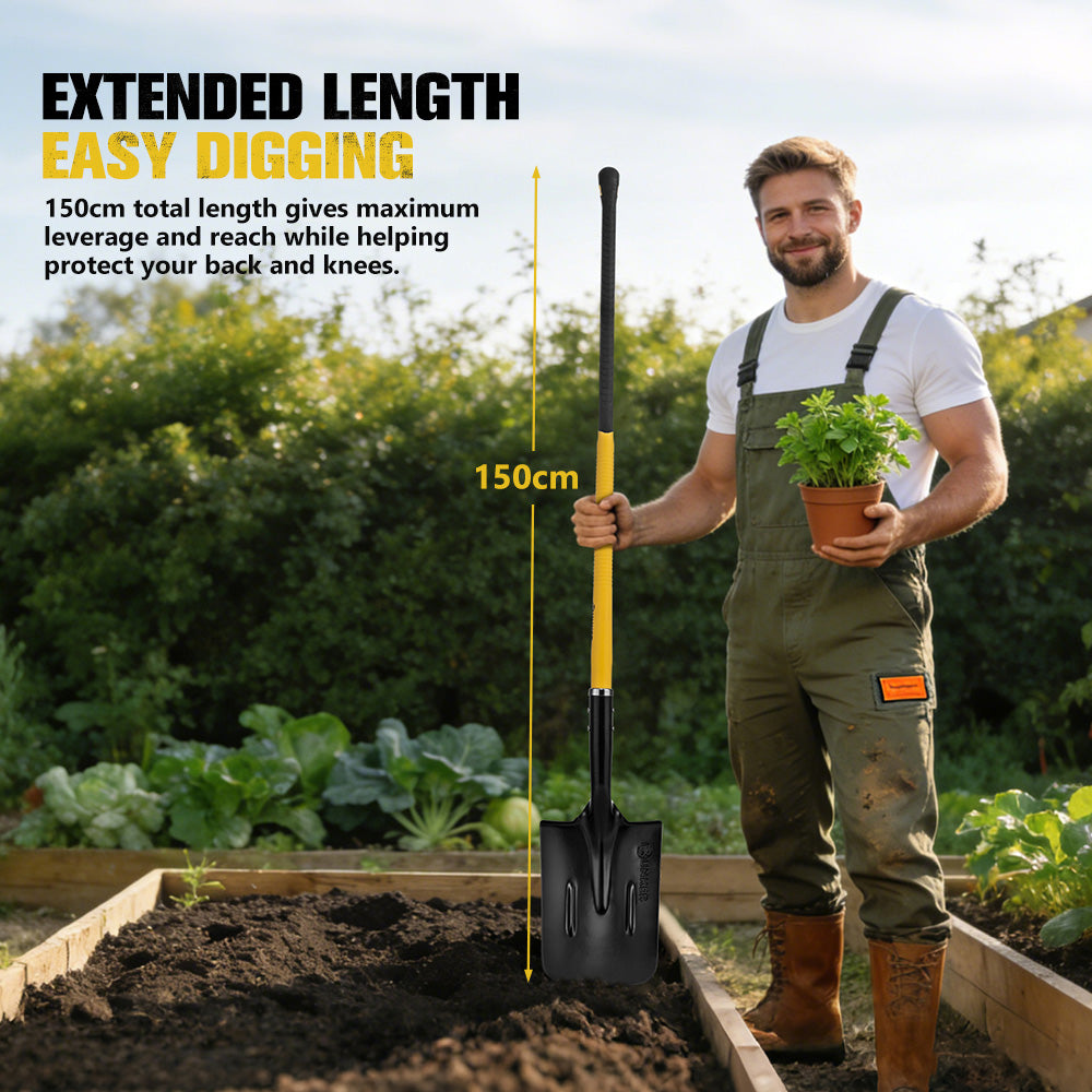 Bunker Indust 150CM Square Shovel Heavy Duty For Garden Digging Offroad Recovery - Sunyee
