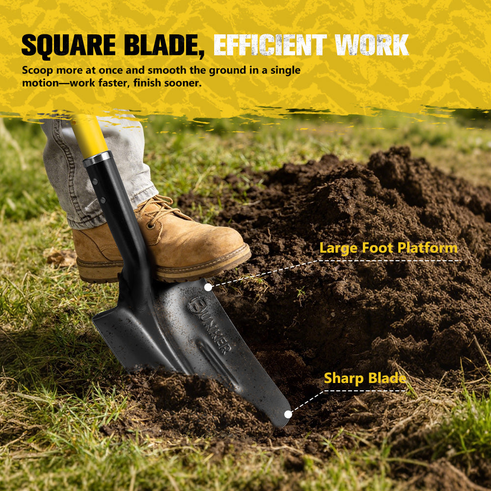 Bunker Indust 150CM Square Shovel Heavy Duty For Garden Digging Offroad Recovery - Sunyee