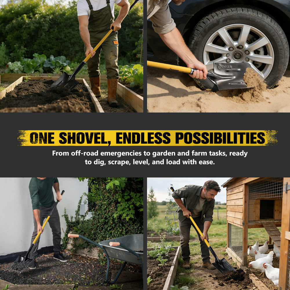 Bunker Indust 150CM Square Shovel Heavy Duty For Garden Digging Offroad Recovery - Sunyee