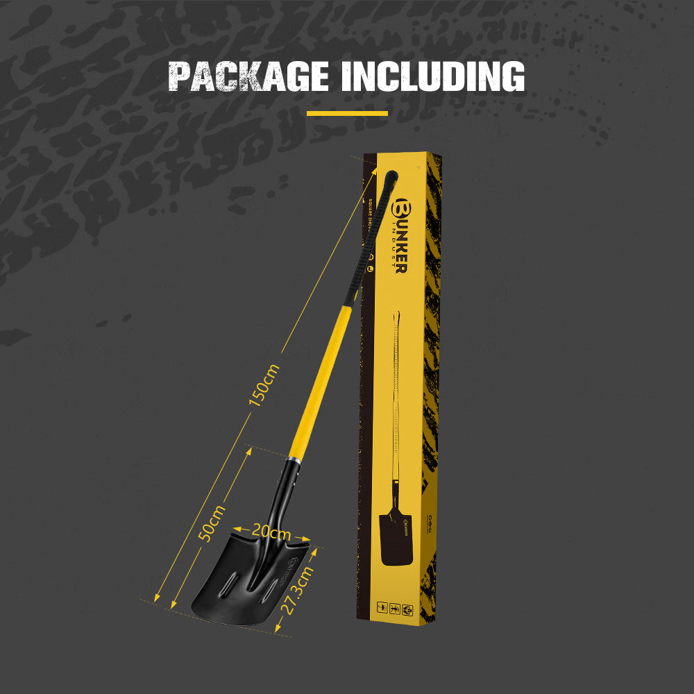 Bunker Indust 150CM Square Shovel Heavy Duty For Garden Digging Offroad Recovery - Sunyee