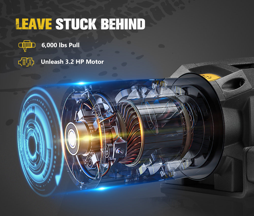 Bunker Indust 6000LBS/2722KGS Electric Winch 12V Synthetic Rope Wireless UTV ATV - Sunyee