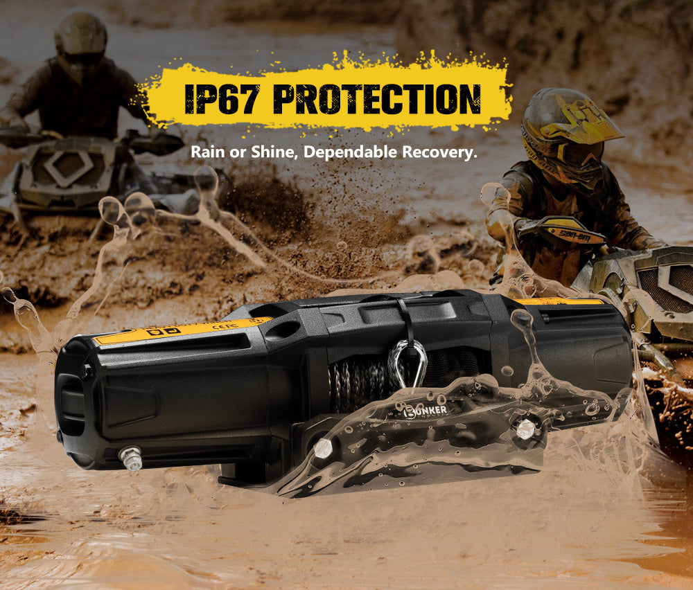 Bunker Indust 6000LBS/2722KGS Electric Winch 12V Synthetic Rope Wireless UTV ATV - Sunyee