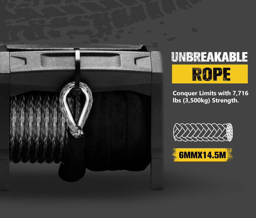 Bunker Indust 6000LBS/2722KGS Electric Winch 12V Synthetic Rope Wireless UTV ATV - Sunyee